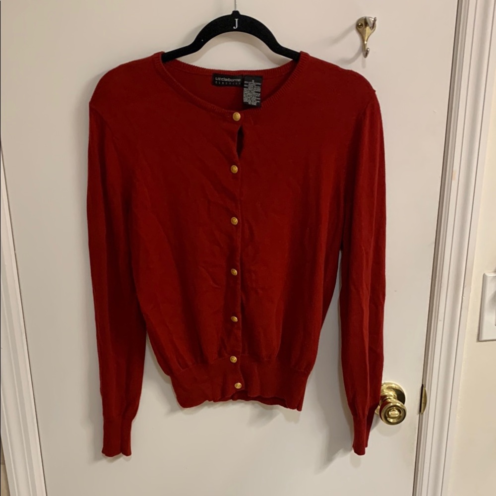 Red Button-Up Liz Claiborne Women's Sweater in Sz S